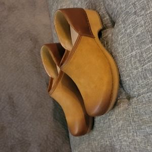 Dansko Brenna Burnished Suede Clogs, Size 38, Tan